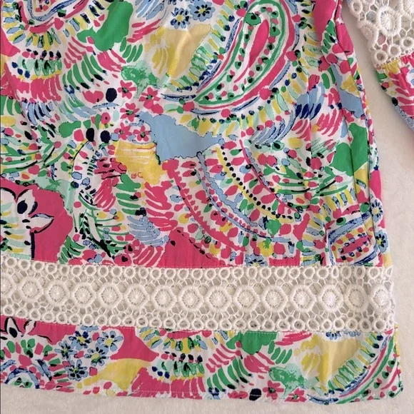 Crown & Ivy | Multicolor Crochet Lace Inset V-Neck Boho Peasant Blouse (M) - Picture 14 of 15